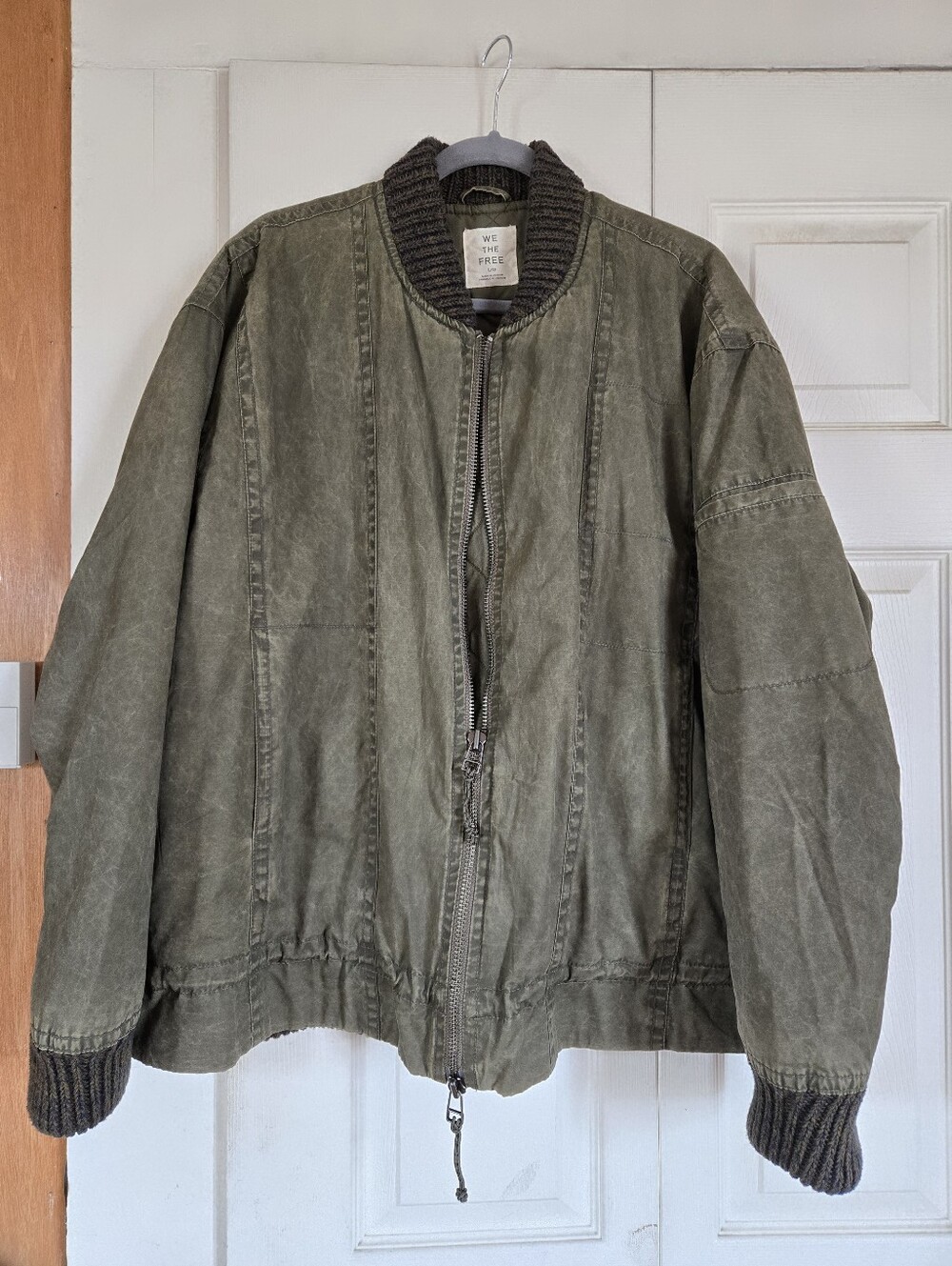 We The Free Washed Olive Green Bomber Jacket, size Large